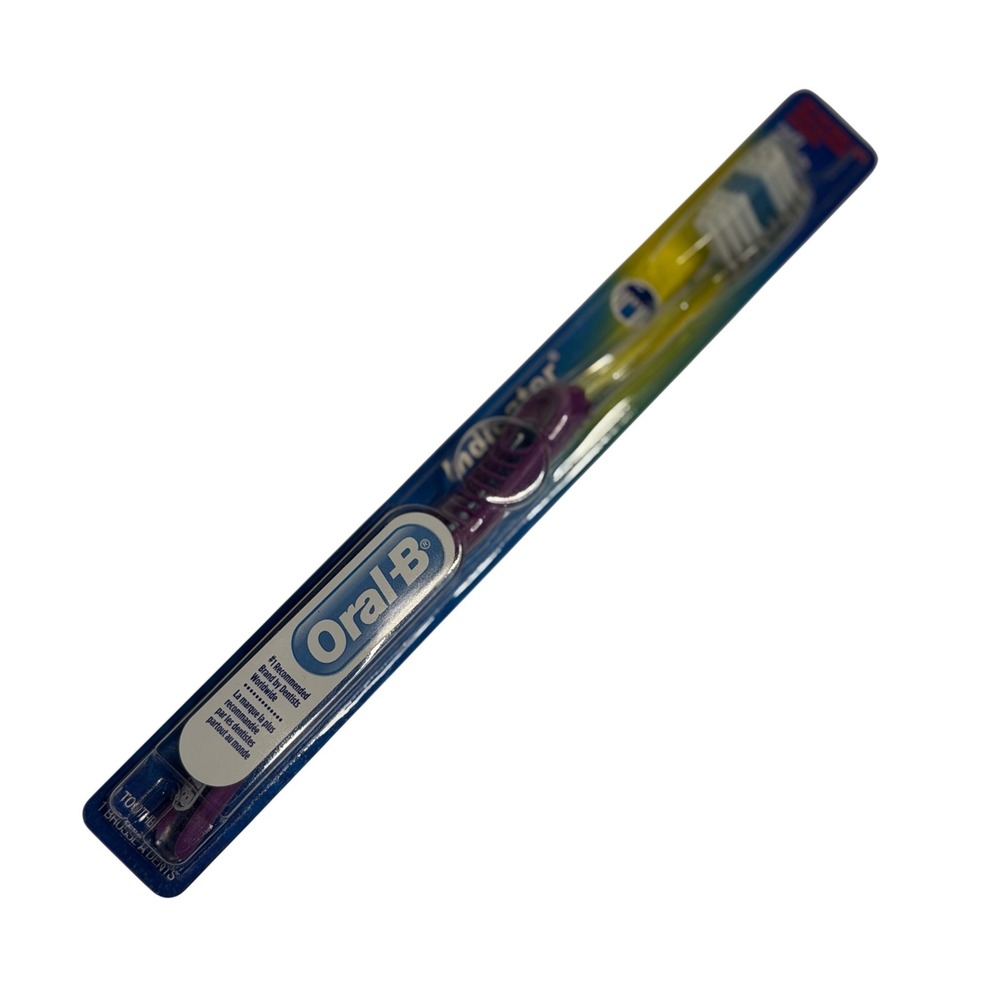VTG Oral-B Indicator Toothbrush Purple Yellow Manual Bristles New Old‎ Stock NOS